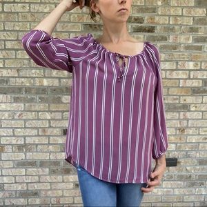 Flowy Lavender Striped Blouse - Ann Taylor LOFT